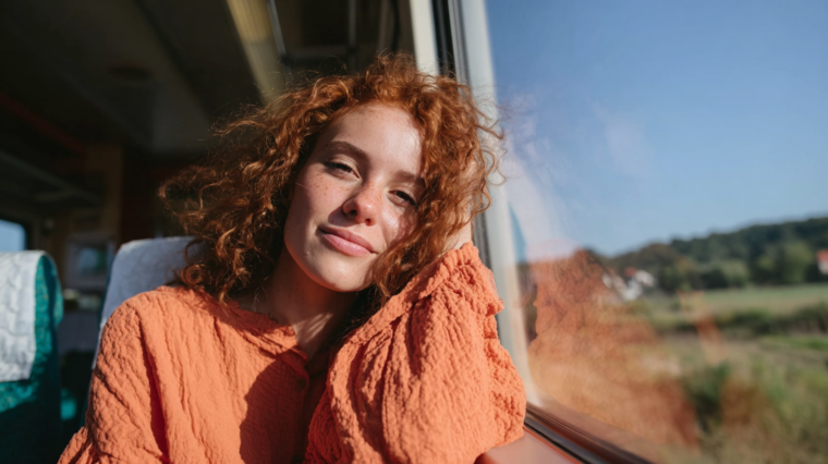 Young traveller on a bus